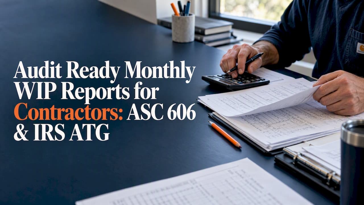 Audit Ready Monthly WIP Report for Contractors, ASC 606 & IRS ATG